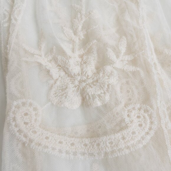 Suzy Shier White Floral Embroidered Mesh Kimono Duster Cover Up One Size - Picture 10 of 13